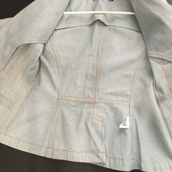 Marc Jacobs Women's One Button Cotton Denim Blazer jacket Sz 10 Long Sleeve - Picture 5 of 10